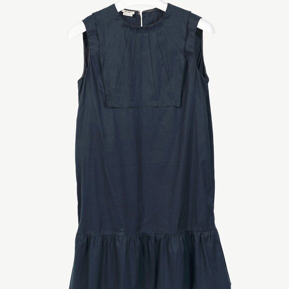 Miu Miu Navy Cotton Ruffled-Hem Mini Dress - Picture 1 of 10
